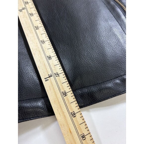 Miletta Faux Leather Coat Jacket Black XL Faux Fur Lining Zip Front Pockets - Picture 5 of 16